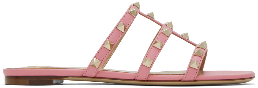 

Розовые сандалии на плоской подошве Rockstud Valentino Garavani