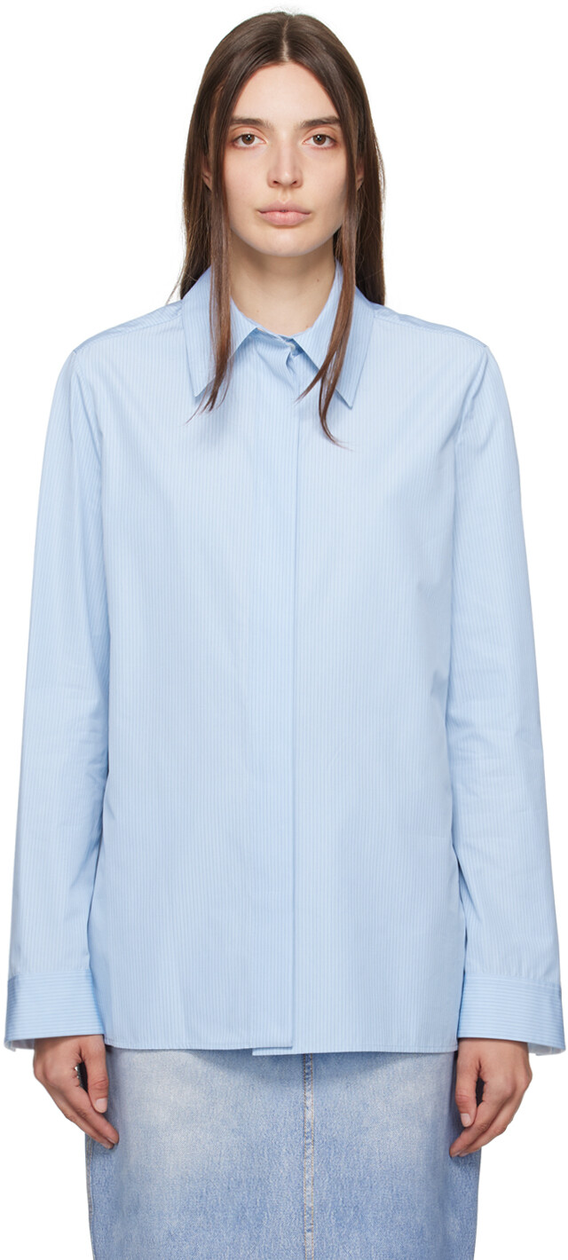 

Синяя полосатая рубашка Jil Sander