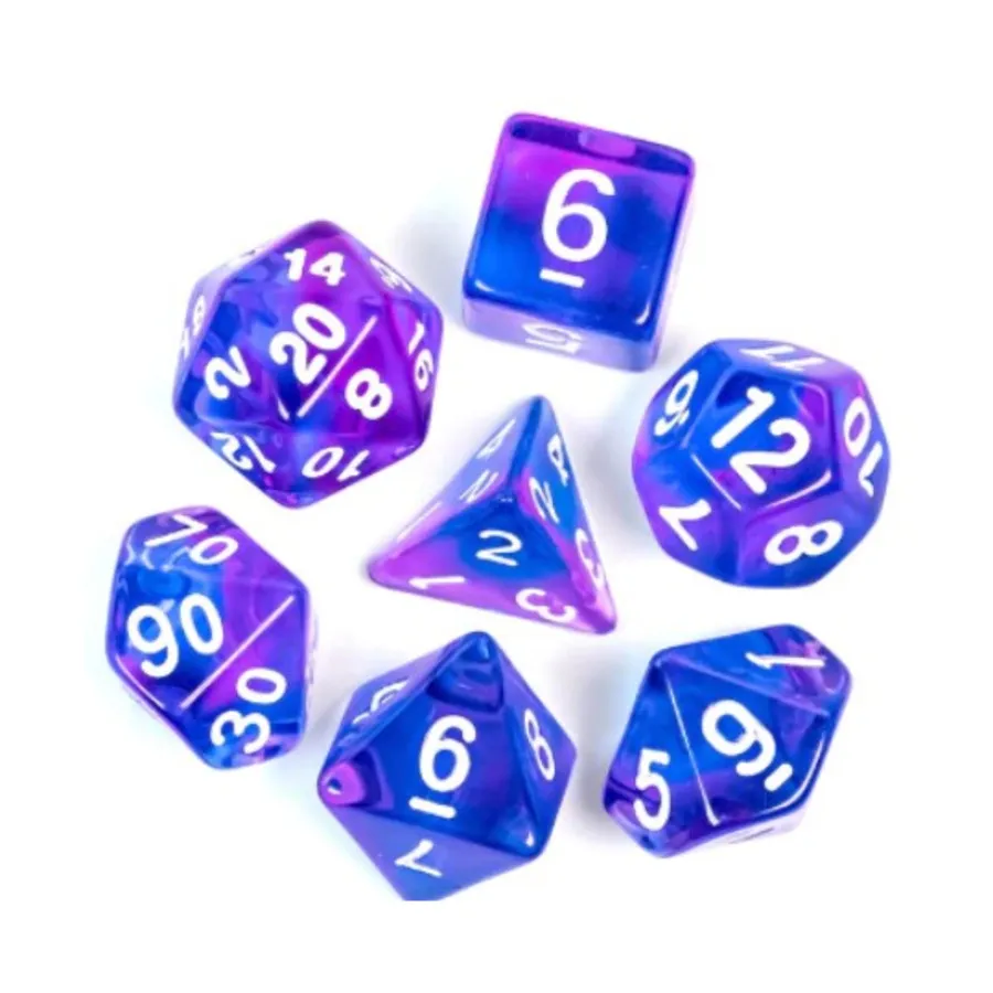 

Набор Poly — Crystal Dream с белым (7), Dice Sets - Resin/Acrylic - Blue, Green, & Purple (Foam Brain Games)