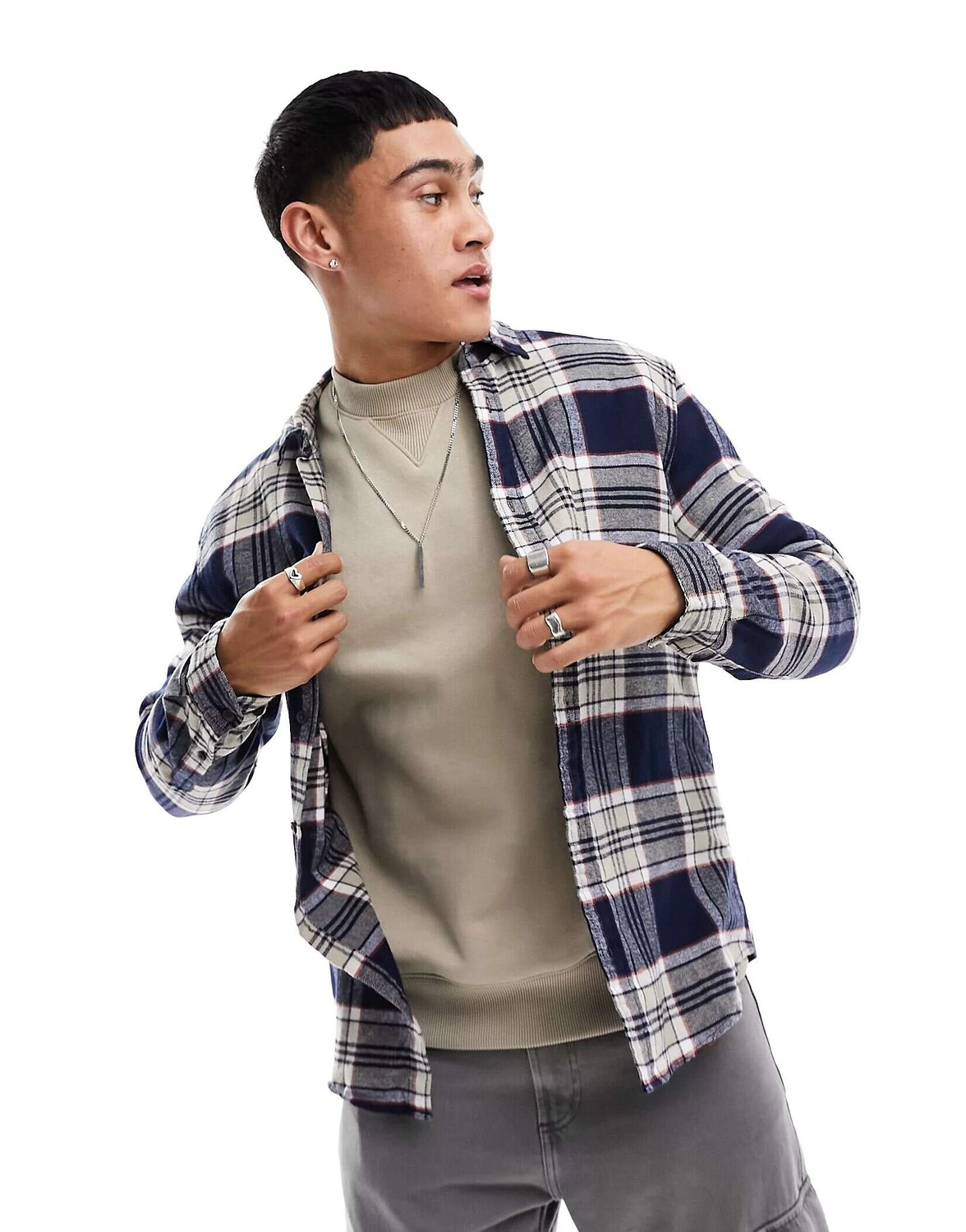 

Темно-синяя рубашка в клетку Jack & Jones