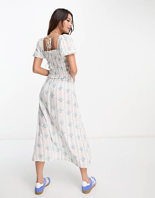 

Голубое платье миди с присборенным лифом Miss Selfridge, Синий
