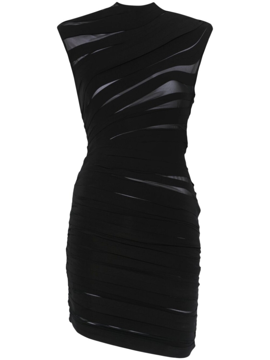 

Mugler прозрачное платье мини со сборками, черный