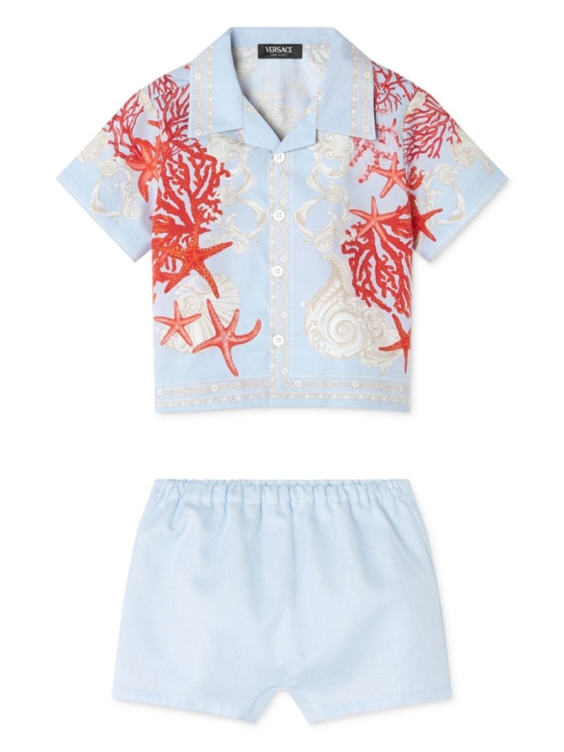 

Versace Kids комплект из топа и шортов с эластичным поясом и принтом, синий