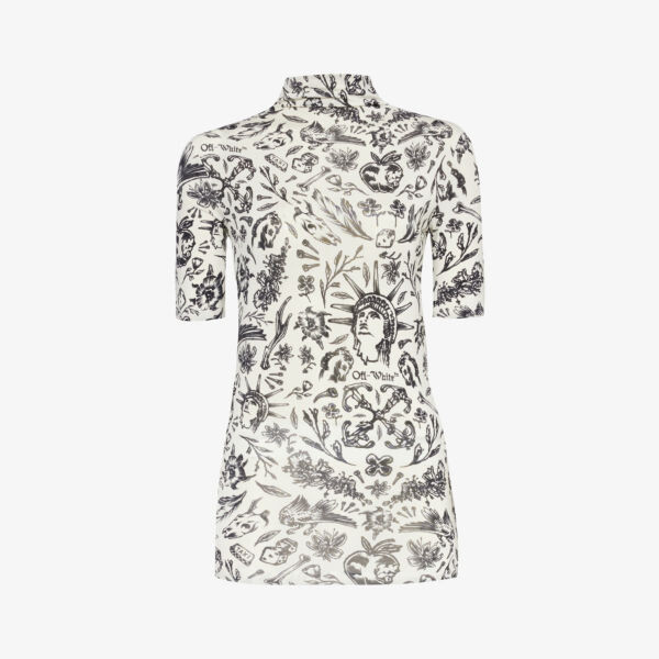 

Топ из эластичной ткани с графическим принтом tattoo Off-White, черный