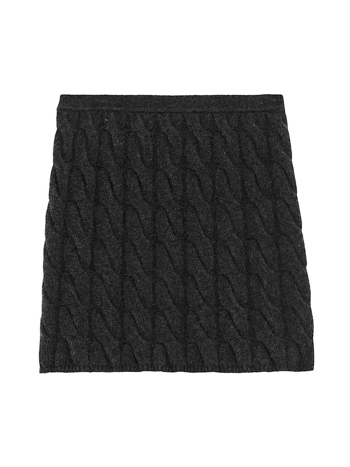 Мини-юбка косой вязки из смесовой шерсти Theory, цвет charcoal