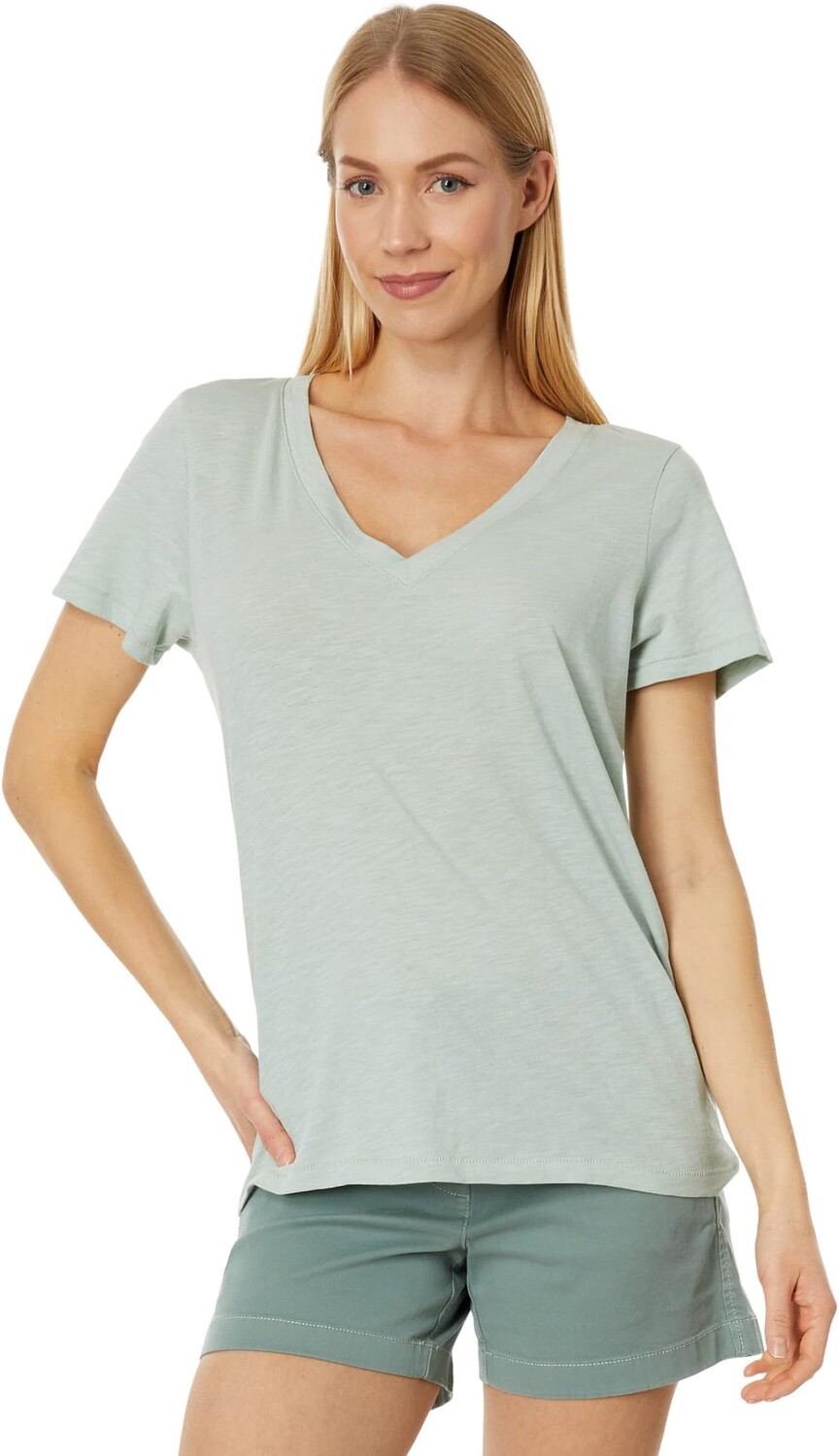 

Хлопковая футболка Whisper с V-образным вырезом Madewell, цвет Sage Mist