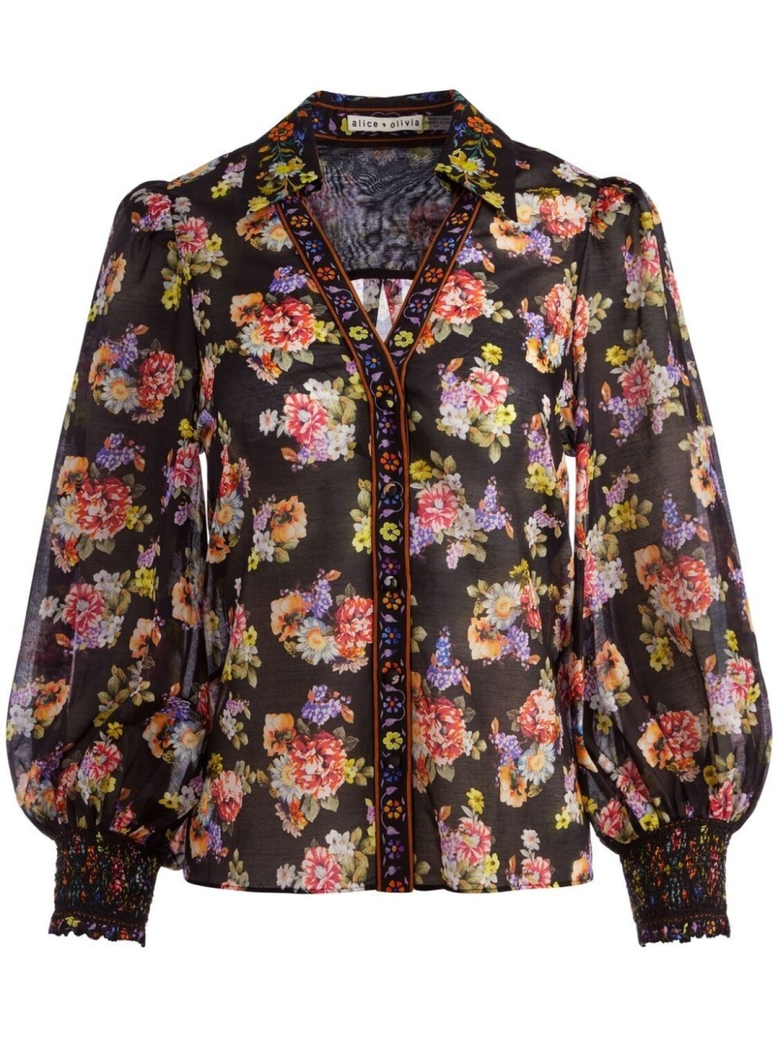 

Alice + olivia рубашка Cosima с цветочным принтом, черный