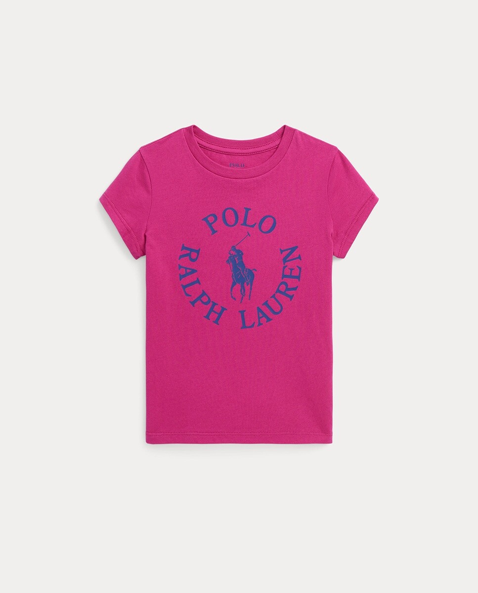 

Хлопковая футболка для девочки цвета фуксии Polo Ralph Lauren, фуксия