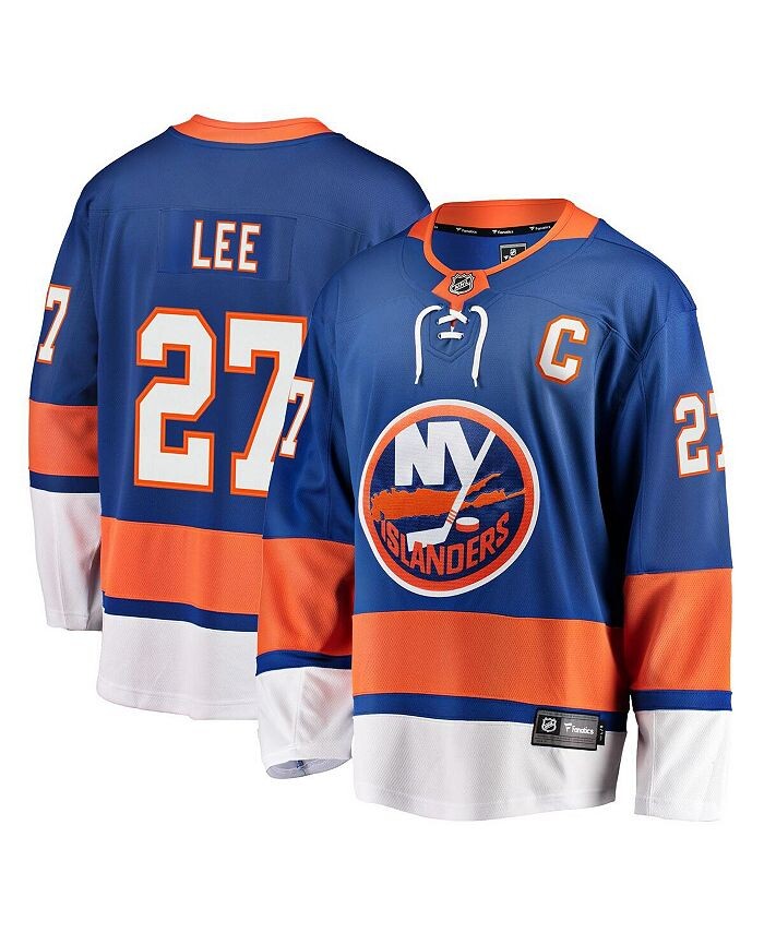 

Мужская футболка с логотипом Anders Lee Royal New York Islanders Home Premier Breakaway Player Fanatics, синий
