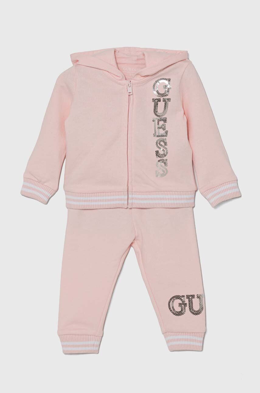 

Детский спортивный костюм Guess из хлопка, розовый
