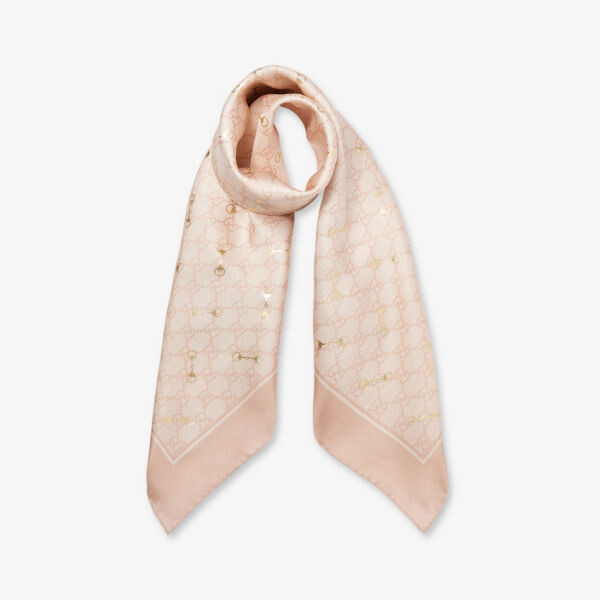 

Шелковый шарф с логотипом GG Horsebit Gucci, розовый