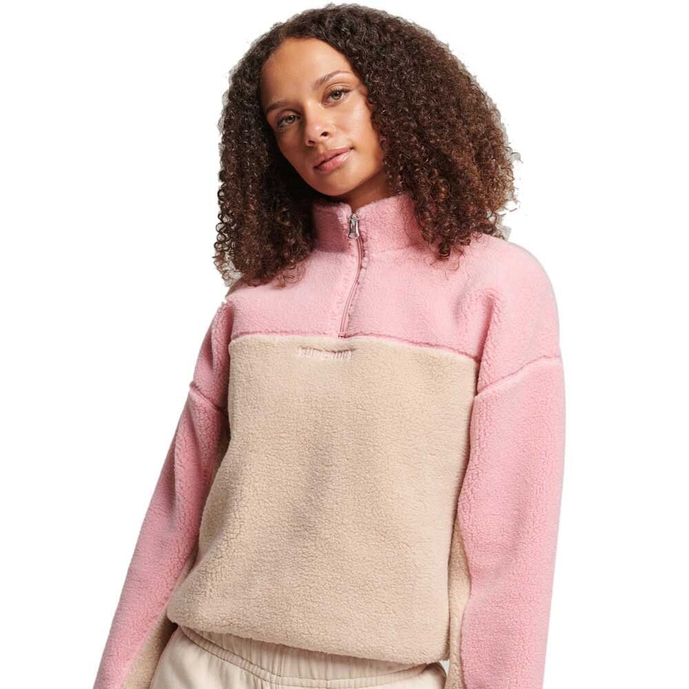 

Толстовка Superdry Code SL Borg Henley, розовый