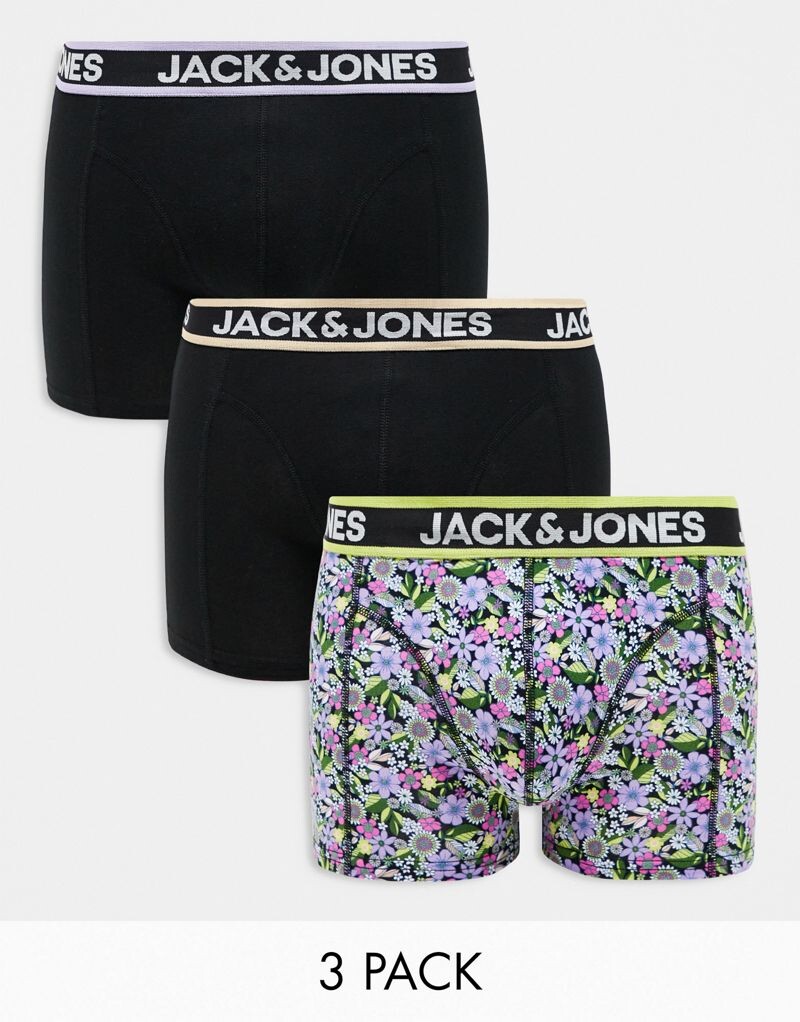

Jack & Jones – Комплект из 3 пар боксеров черного цвета с цветочным узором