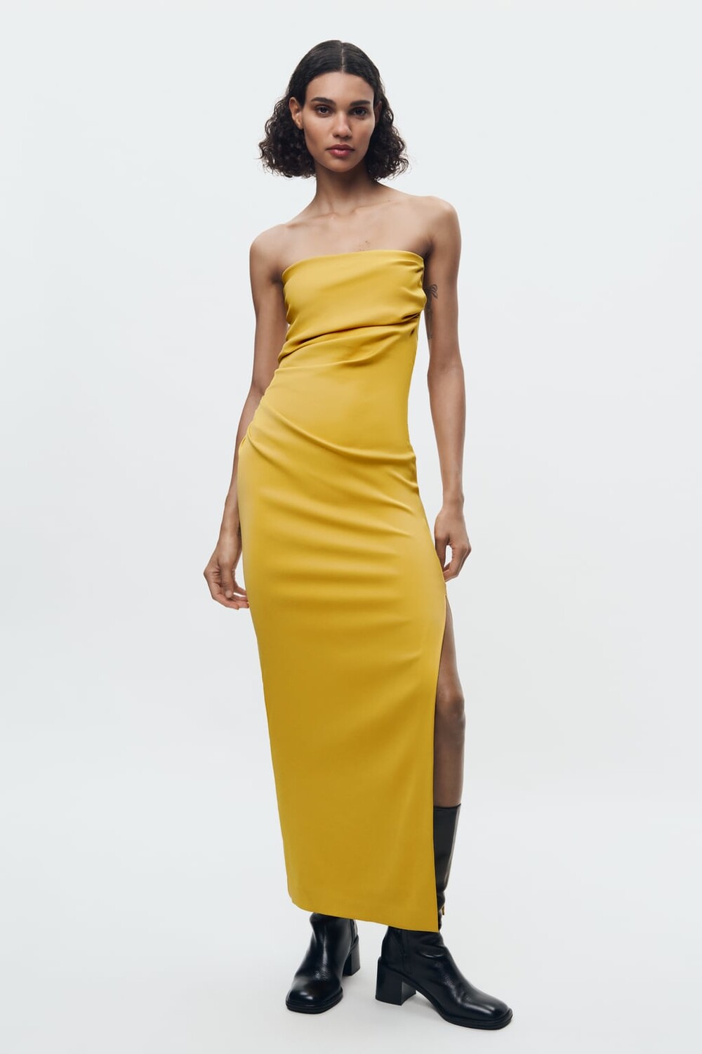 

Платье без бретелек ZARA, желтый