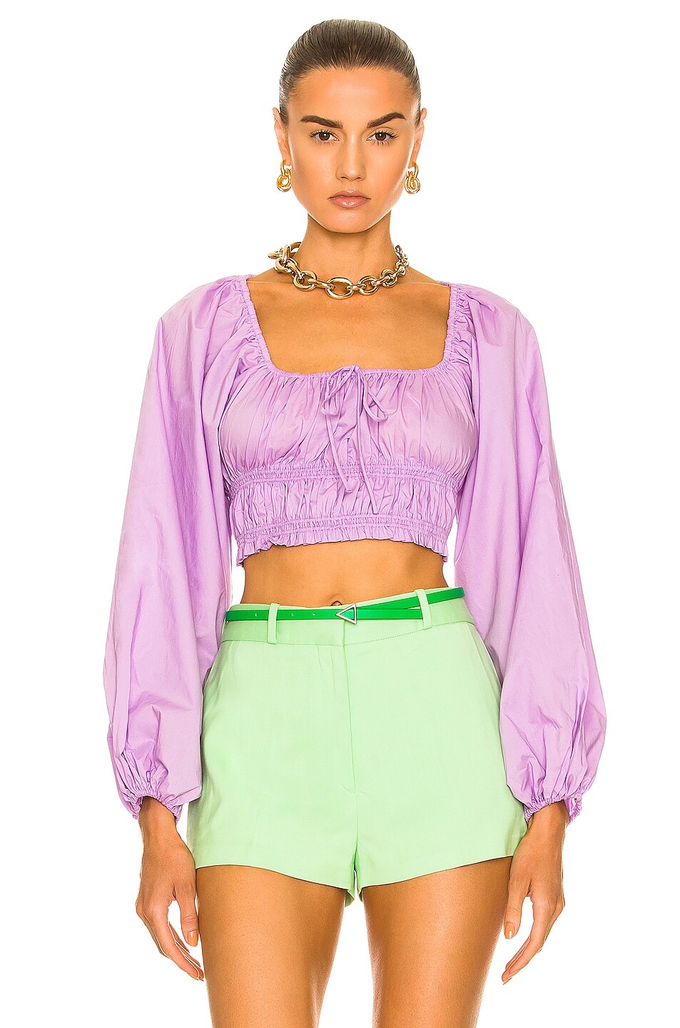 

Блузка Matteau Shirred Decollete, фиолетовый