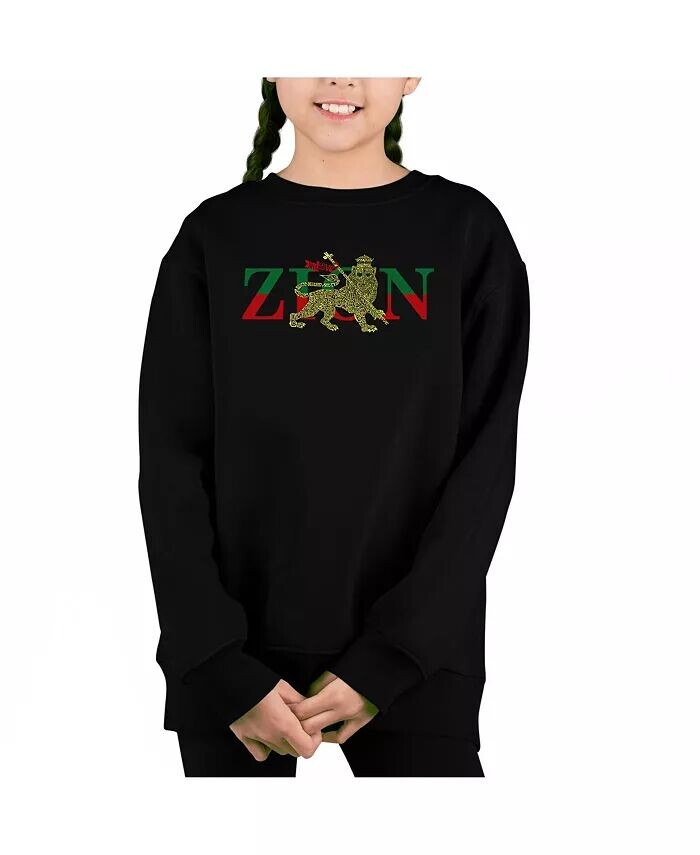 

Zion - One Love - толстовка с круглым вырезом Big Girl's Word Art La Pop Art, черный
