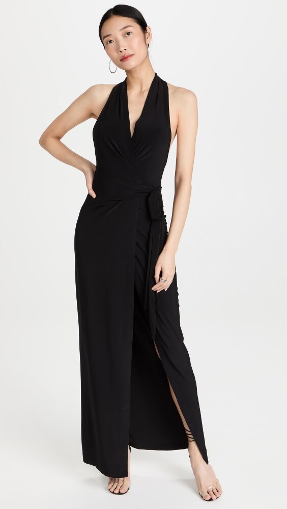 

Платье Norma Kamali Halter Wrap Straight, черный
