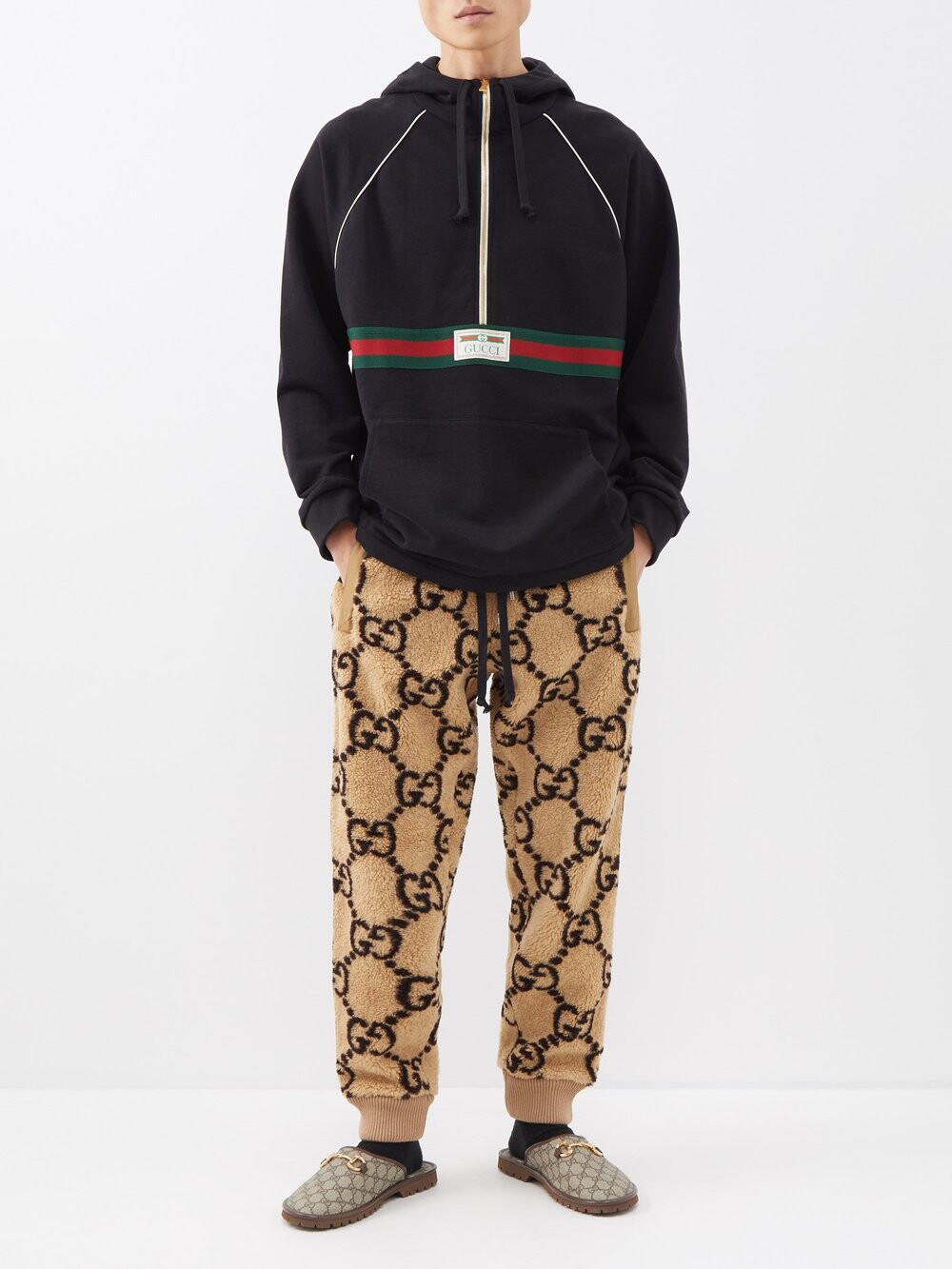 

Спортивные брюки из флиса с жаккардовым узором gg Gucci, бежевый