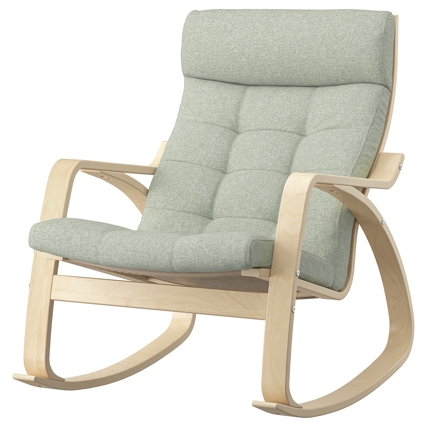 детское кресло качалка lazychild удобное кресло качалка с шейкером для сна детская кроватка качалка с колесами ПОЭНГ Кресло-качалка, березовый шпон/Гуннаред светло-зеленый POÄNG IKEA