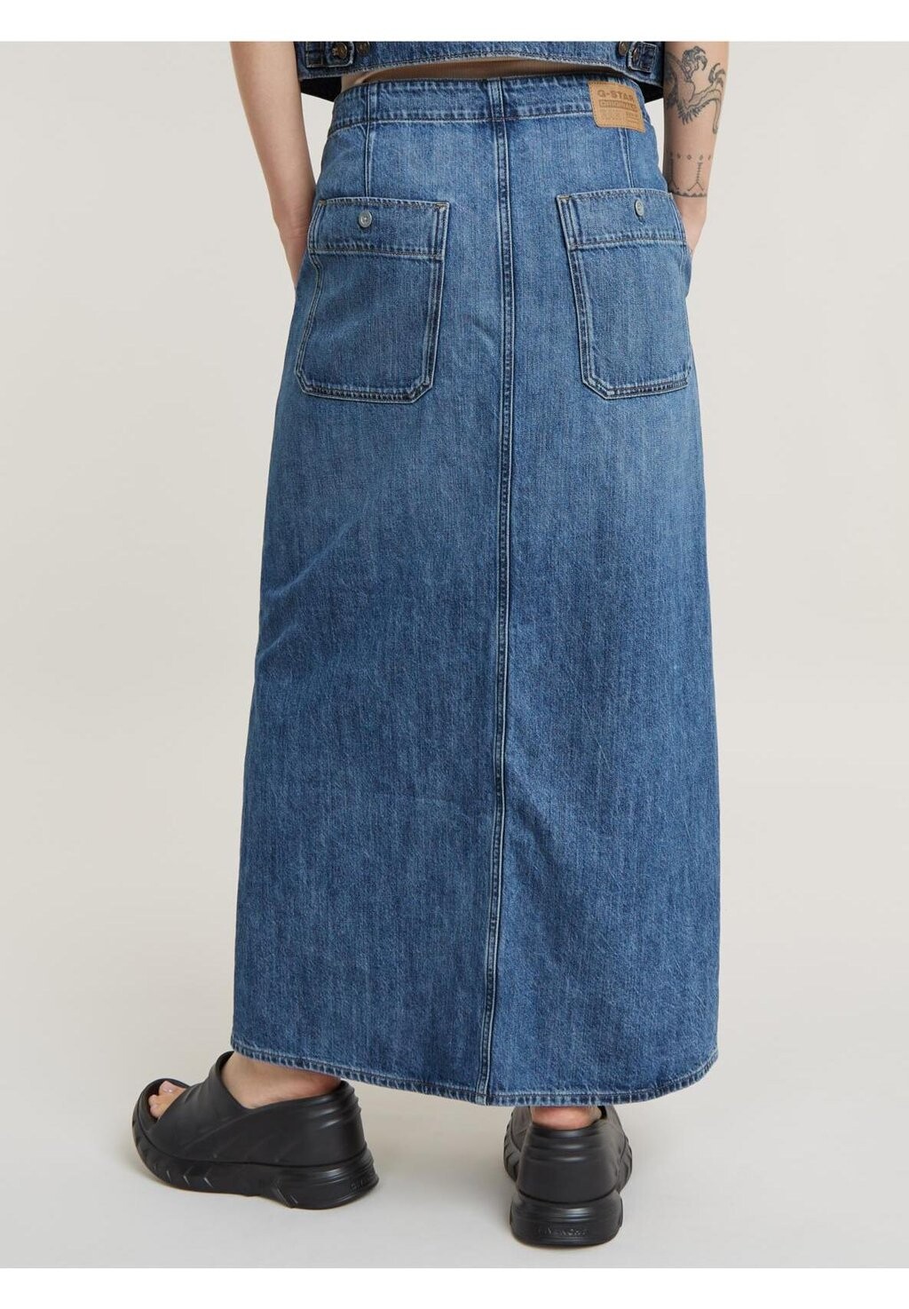 

Джинсовая юбка Belted Long Skirt G-Star, выцветший скалистый синий цвет