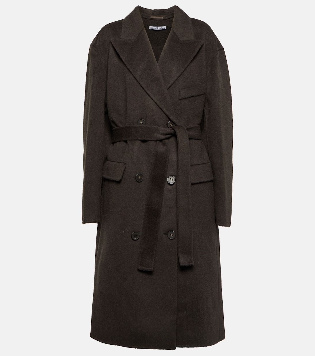 цена Двубортное пальто из смесовой шерсти Acne Studios, серый