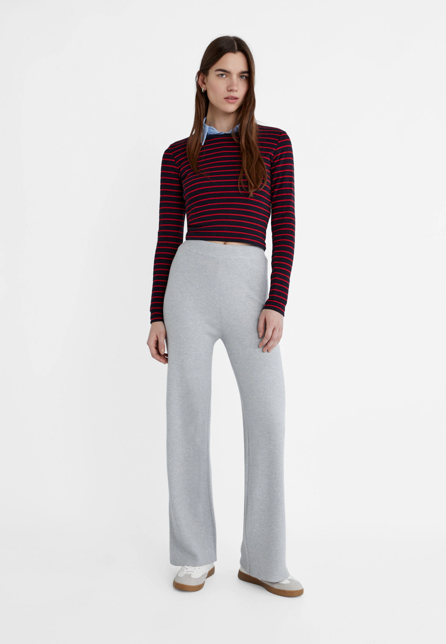 

Длинные трикотажные брюки Stradivarius, серый
