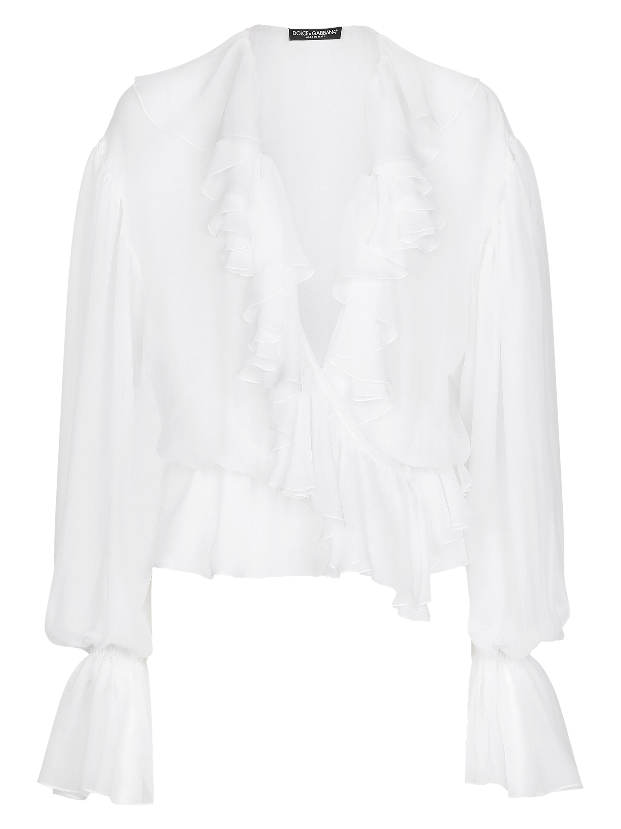 Блуза Dolce&Gabbana Chiffon, белый блузка с рюшами из шифона и кружева молочного цвета gulliver