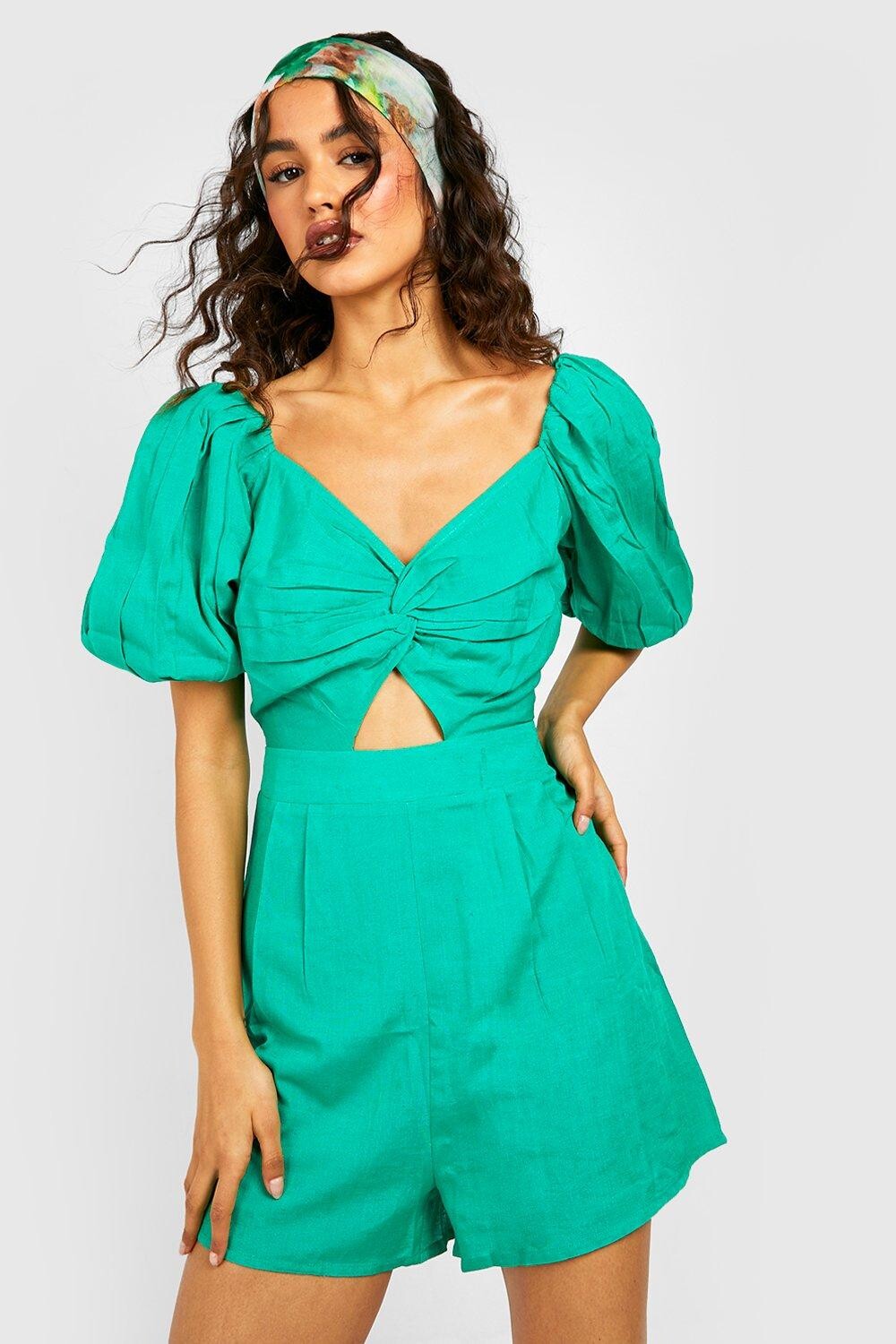 

Комбинезон с рукавами Boohoo, зеленый