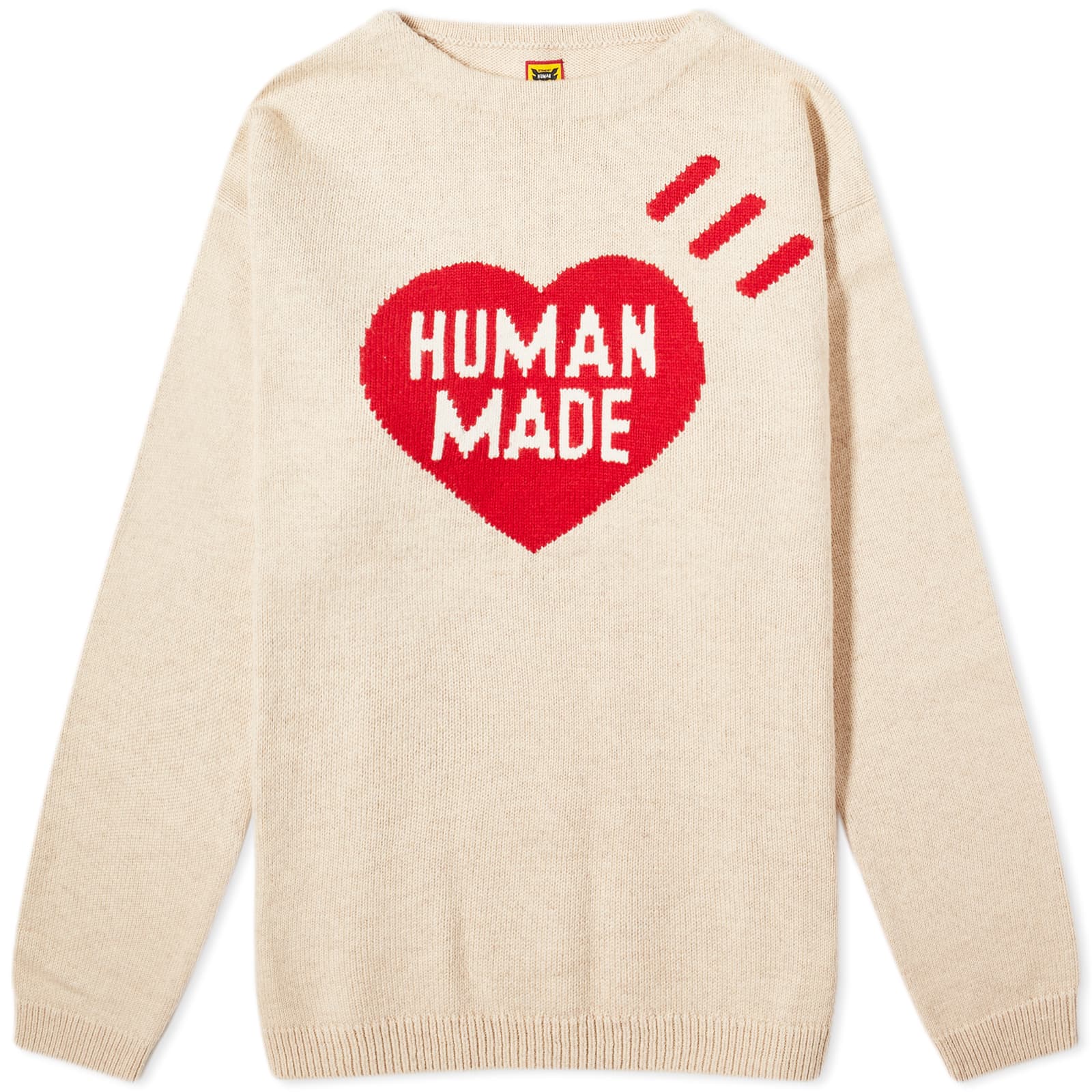 Свитер Human Made Heart Knit, бежевый human made sweater men women 1 1 best quality cartoon polar bear pattern knit sweatshirts human made crewneck