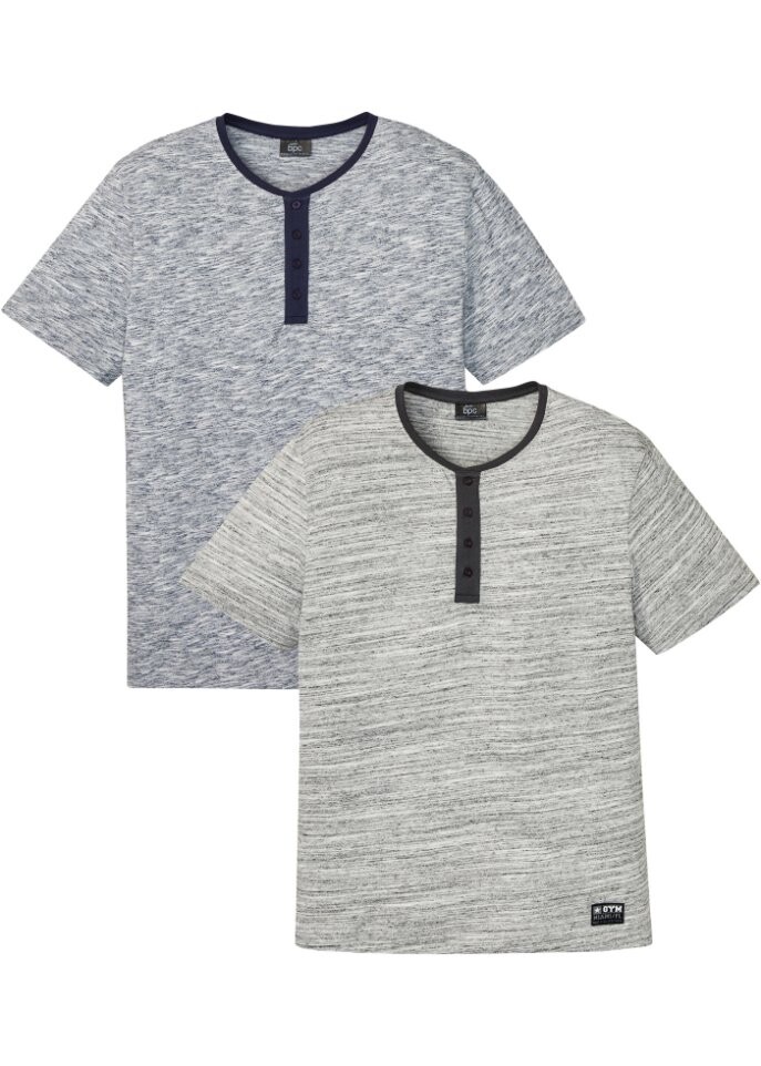 

Футболка henley (2 шт) Bpc Bonprix Collection, серый