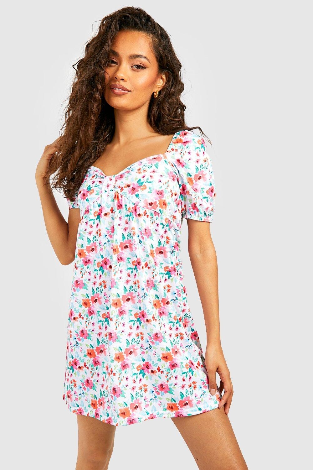 

Платье с цветочными рукавами Boohoo, розовый