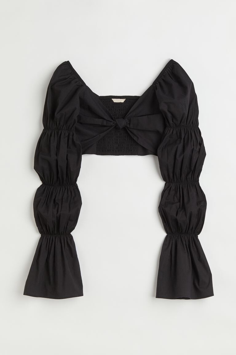 

Укороченный топ с пышными рукавами H&M