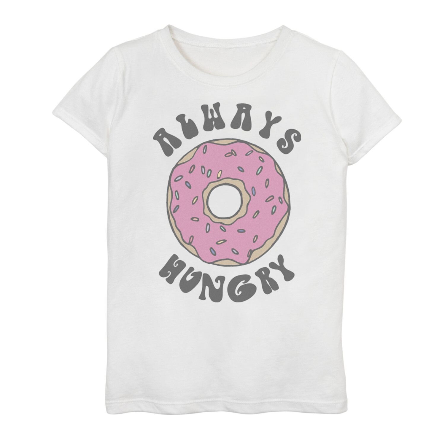 

Розовая футболка Donut с рисунком Always Hungry Hungry для девочек 7–16 лет Licensed Character