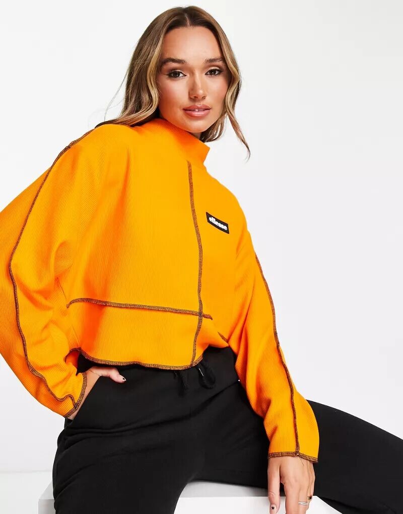 

Оранжевая толстовка ellesse с контрастной строчкой