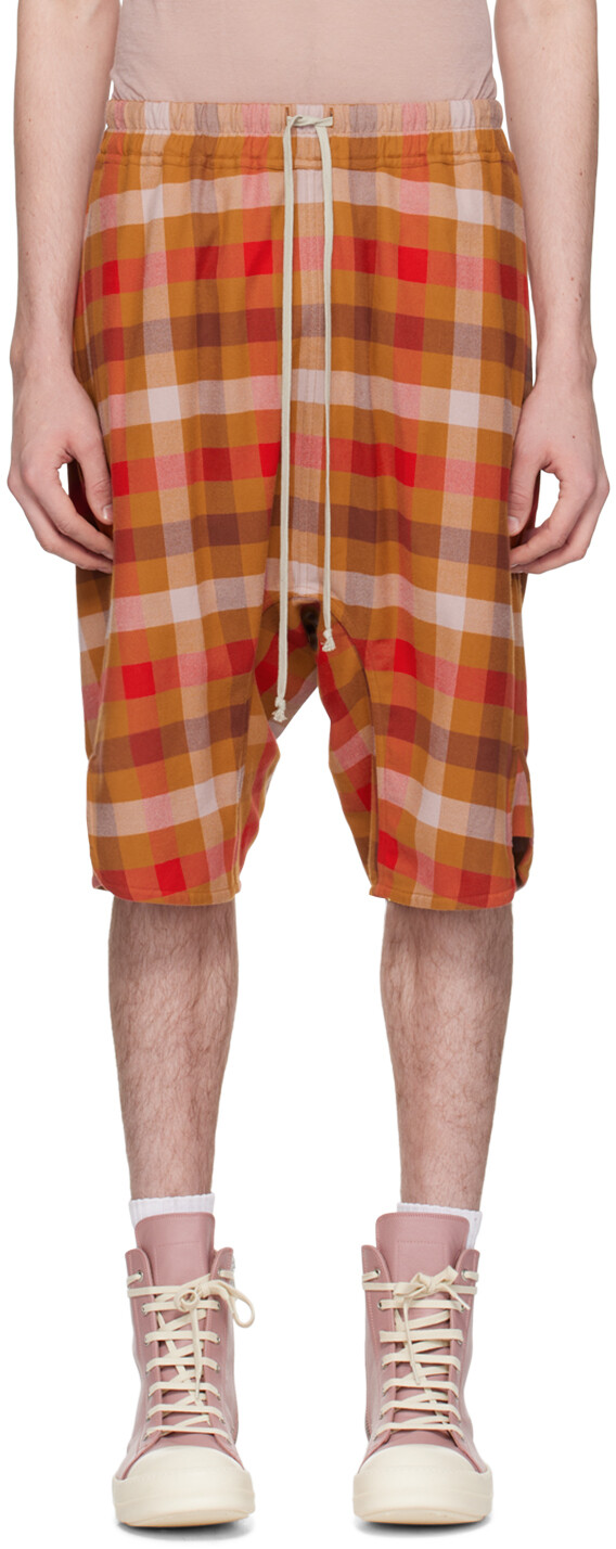 

Оранжевые шорты на кулиске Rick Owens, цвет Clay plaid