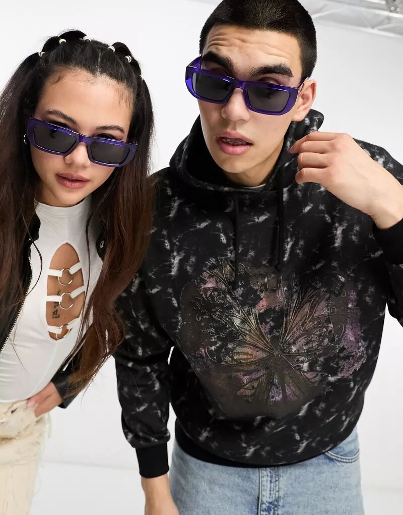 Прозрачные фиолетовые солнцезащитные очки квадратной формы A.Kjaerbede Fame