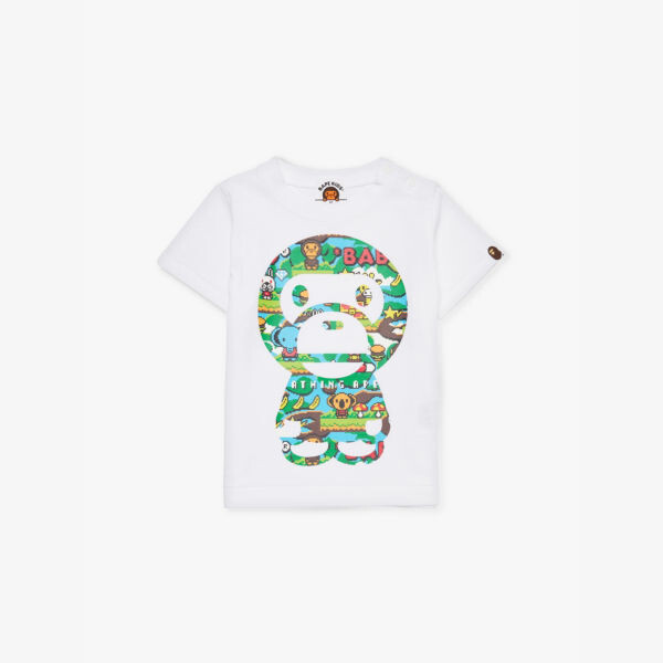 

Футболка из хлопкового джерси с графическим принтом Milo game 6-9 месяцев A Bathing Ape, белый