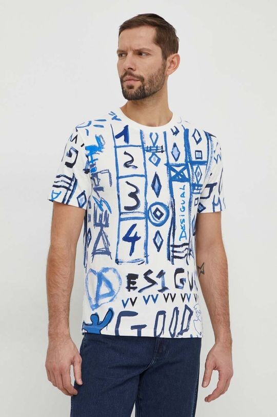 

Хлопковая футболка Desigual, бежевый