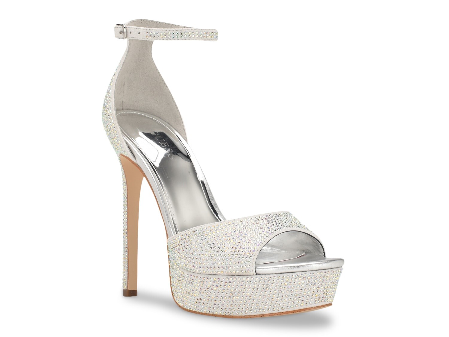 

Сандалии Cadly на платформе Guess, серебряный металлик