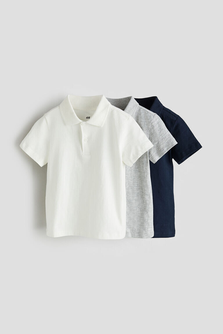 

Комплект из трех рубашек-поло из хлопкового джерси H&M, белый