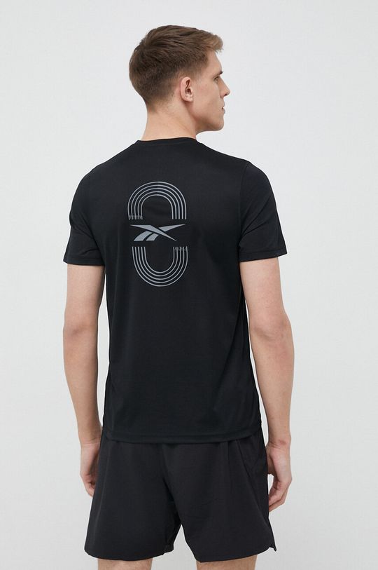 Футболка для бега Reebok, черный беговая футболка reebok размер m белый