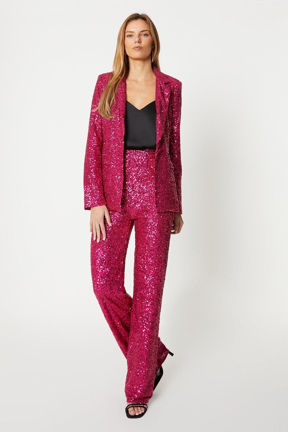 Однобортный пиджак с пайетками Coast, розовый болеро с пайетками 40 размер