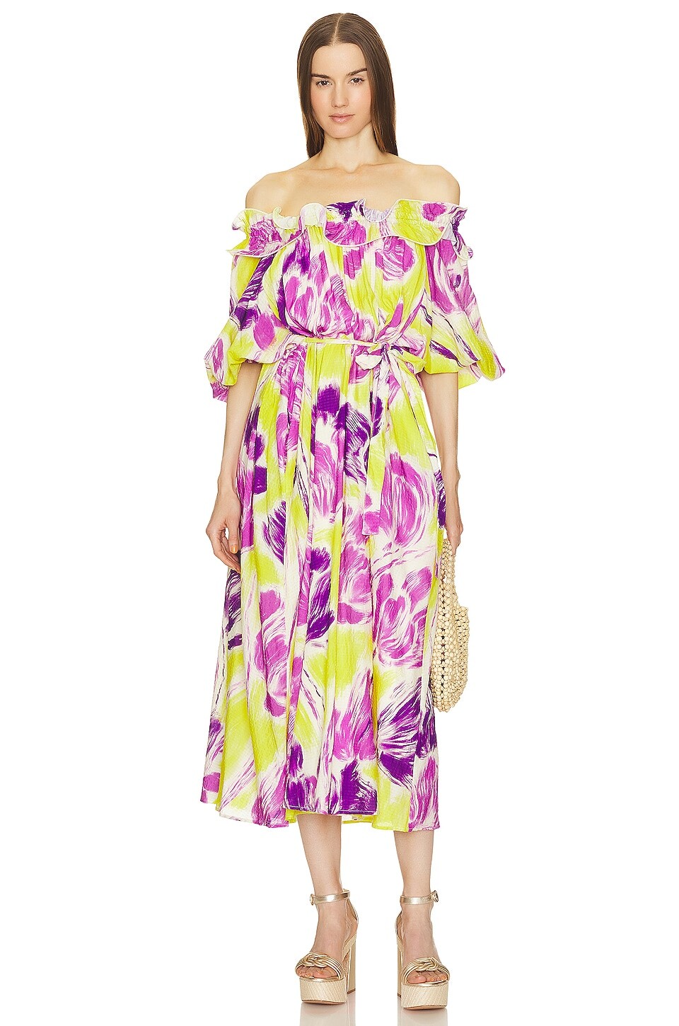

Платье макси Essentiel Antwerp Dagent Ruffle, цвет Limoncello