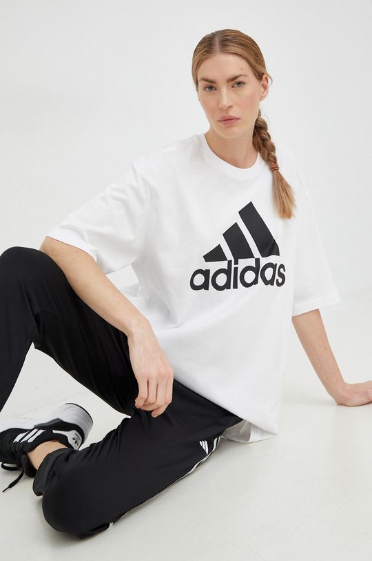 Хлопковая футболка adidas, белый фото