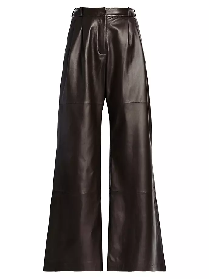 Широкие кожаные брюки Luminosity Zimmermann, цвет espresso