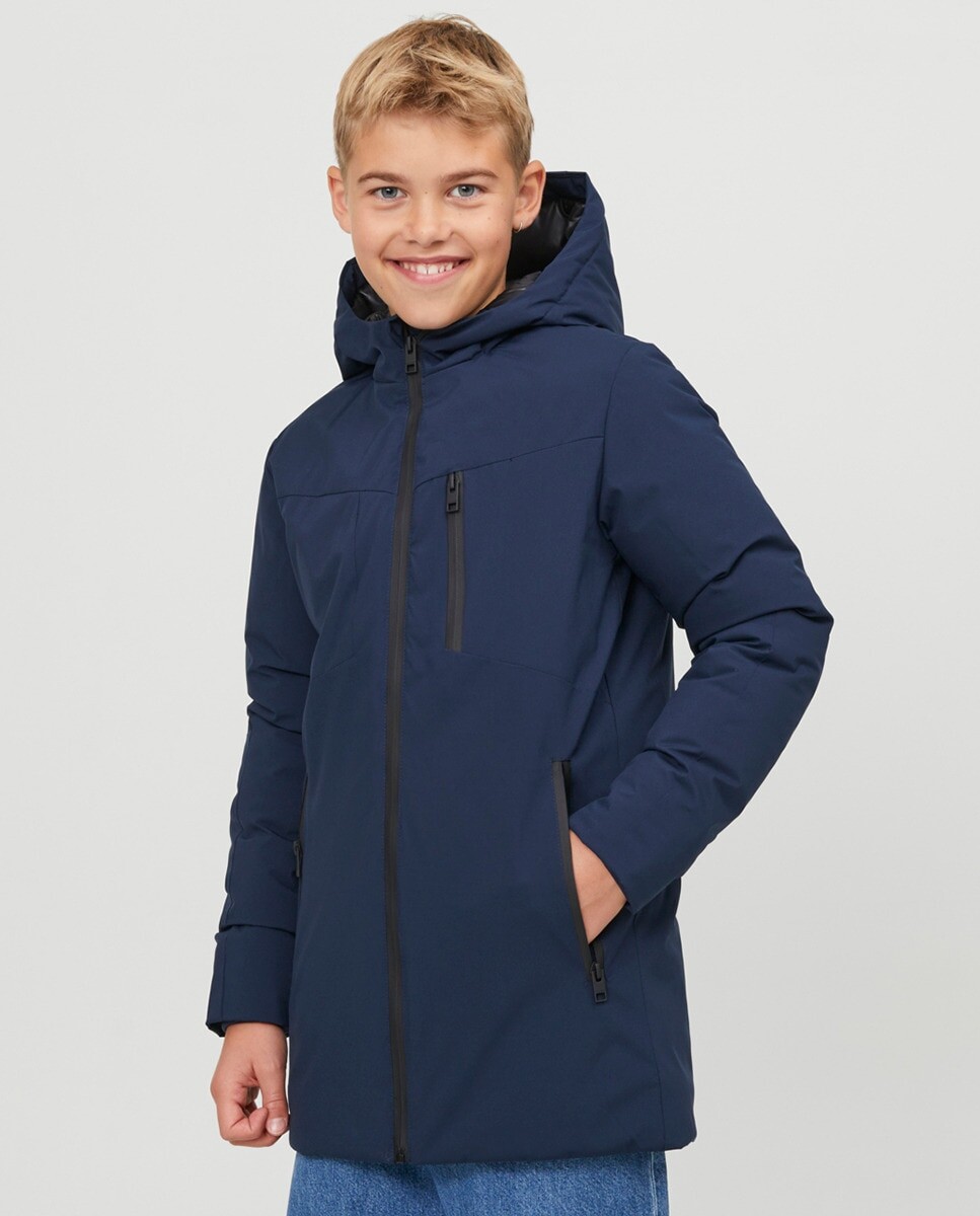 

Длинная куртка с капюшоном для мальчика Jack & Jones, темно-синий