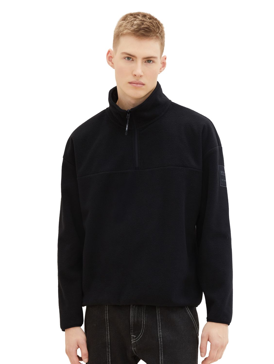 Пуловер TOM TAILOR Denim FLEECE SWEAT, черный пуловер tom tailor denim fleece sweat бежевый