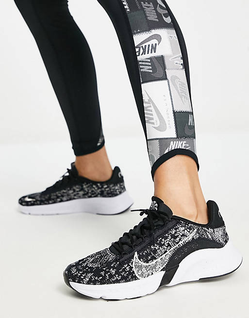Черно-белые кроссовки Nike Training SuperRep Go 3