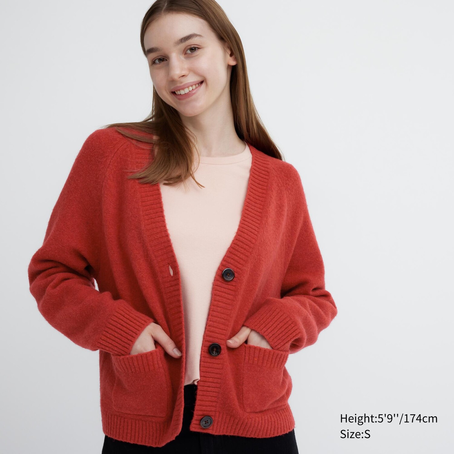 

Кардиган Uniqlo женский из пряжи суфле, красный