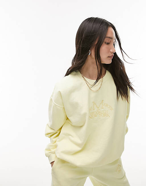 

Свитшот в винтажном стиле с вышивкой Topshop сливочно-желтого цвета с графической вышивкой City, Желтый